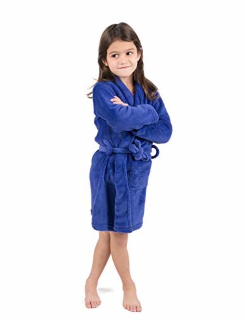 Leveret Kids Robe Boys Girls Shawl Collar Fleece Sleep Robe Size 4-14 Years Variety of Colors