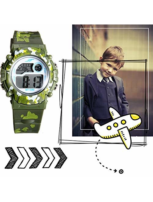 Kids Multi-Function Sport Watch Calendar Alarm Wristwatch for Boys and Girls