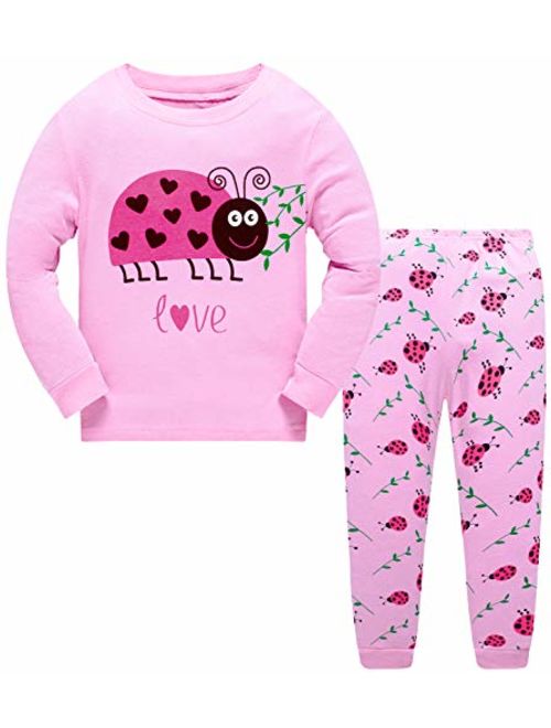 Little Girls Pajamas Sets Toddler Christmas PJS 100% Cotton Long Sleeve Giraffe Sleepwear Size 2-7