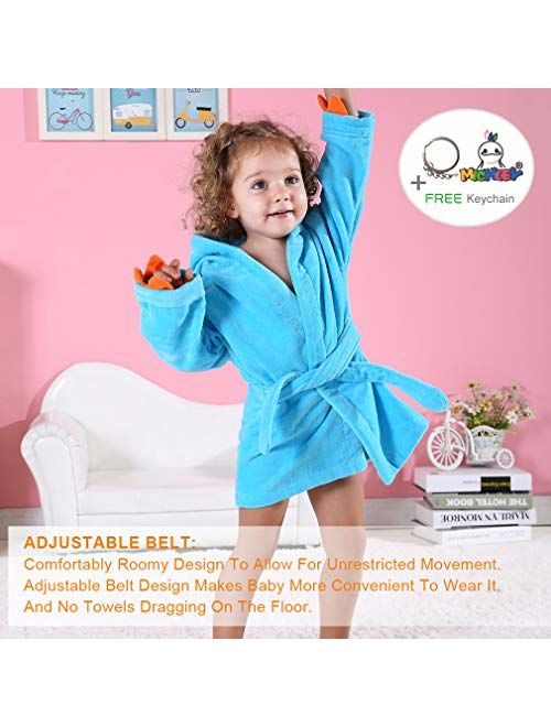 MICHLEY Girls Boys Robe Cotton Towel Kids Animal Dinosaur Style Hooded Bathrobe
