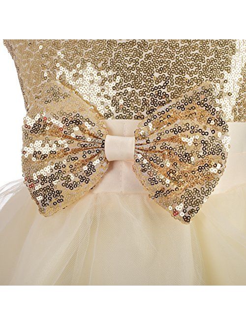 Dressy Daisy Girls' Sequined Tulle Dress Wedding Flower Girl Pageant Occasion