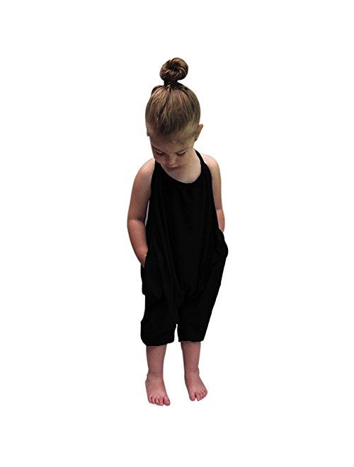 Toddler Kids Baby Girls Summer Jumpsuits Cute Backless Harem Straps Rompers Jumpsuit Pants