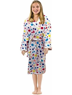 byLora Polka Dot Terry Cloth Cotton Hooded Robes Bathrobes for Girls and Petite Ladies