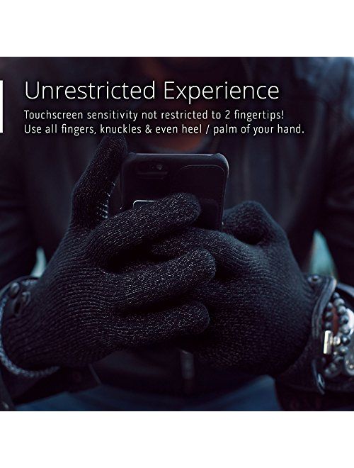 Mujjo Single or Double Layered Touchscreen Winter Gloves | All-Hand & Finger Smartphone Texting, Anti-Slip Grip | Leather Cuffs, Magnetic Snap Closure