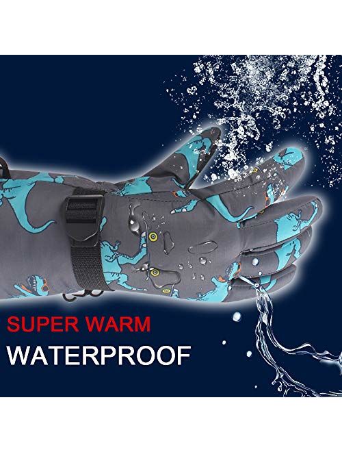 Kids Winter Snow Gloves for Boys Girls Waterproof Ski Toddler Baby Mittens Outdoor for Teens 6-14T