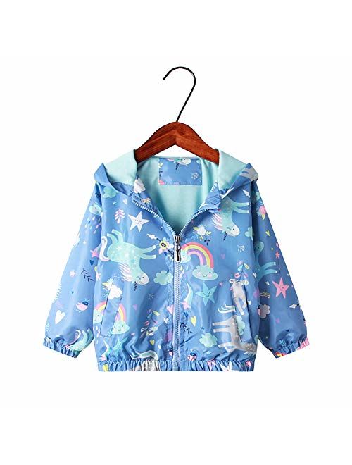 Moonnut Baby Girls Jackets with Hood Spring Outwear Coat Zipper Unicorn for 1-5 Years Baby Toddler