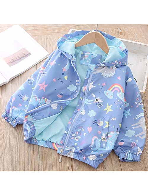 Moonnut Baby Girls Jackets with Hood Spring Outwear Coat Zipper Unicorn for 1-5 Years Baby Toddler