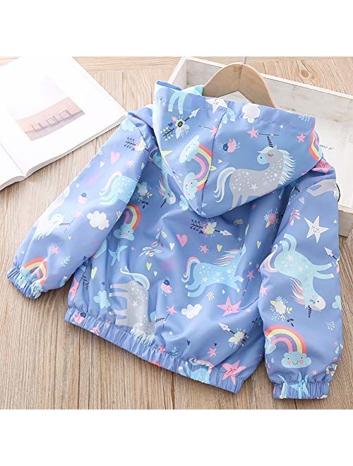 Moonnut Baby Girls Jackets with Hood Spring Outwear Coat Zipper Unicorn for 1-5 Years Baby Toddler