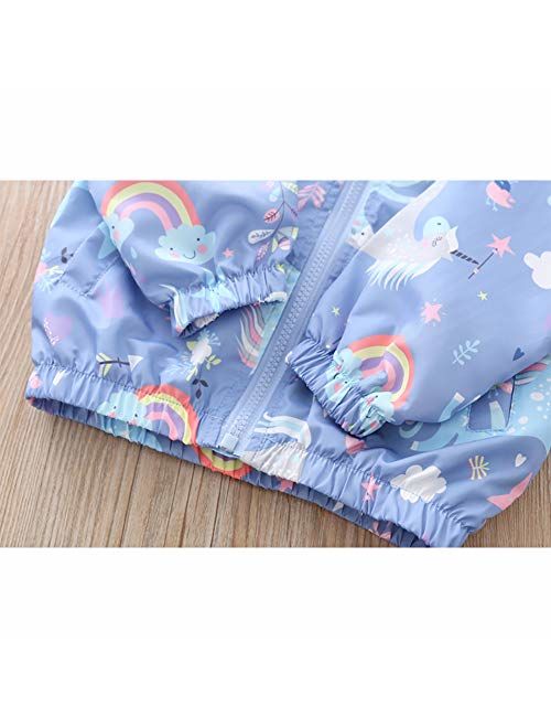 Moonnut Baby Girls Jackets with Hood Spring Outwear Coat Zipper Unicorn for 1-5 Years Baby Toddler
