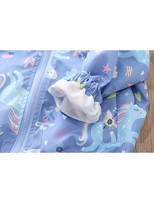 Moonnut Baby Girls Jackets with Hood Spring Outwear Coat Zipper Unicorn for 1-5 Years Baby Toddler