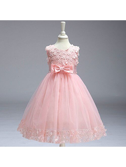 IBTOM CASTLE 2-10T Big Little Girl Ball Gown Short Lace Flower Tulle Prom Dresses for Wedding Party Evening Dance