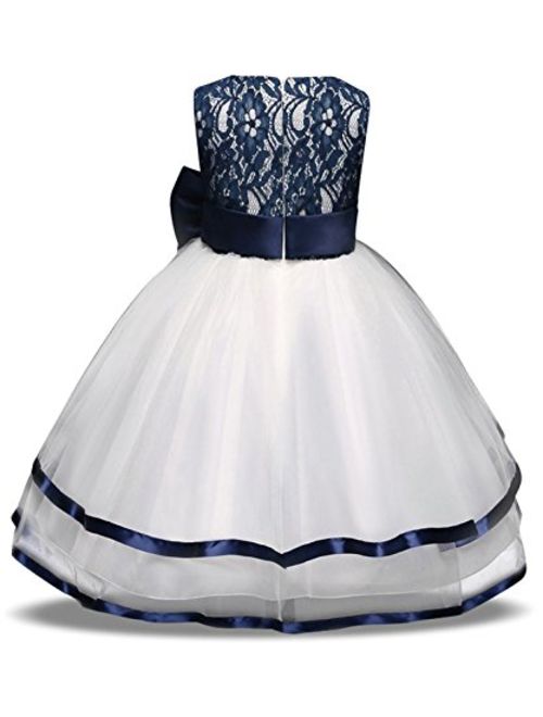TTYAOVO Kids Prom Ball Gown Girl Lace Tulle Flower Princess Party Maxi Dress