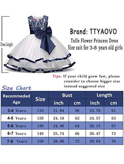 TTYAOVO Kids Prom Ball Gown Girl Lace Tulle Flower Princess Party Maxi Dress