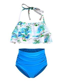 Girls Rash Guard Long Sleeve One Piece Swimsuits Stripes Zipper Bathing Suits UPF 50+/Sun Protection