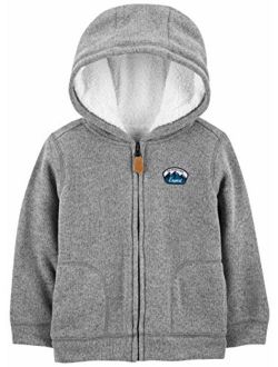 Toddler Boys' Hooded Fleece Jacket with Sherpa Lining