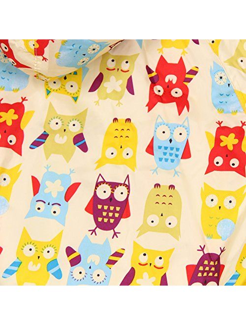 Kids Peony Print Hooded Waterproof Raincoat Rain Coats/Jacket for Girls for Boy