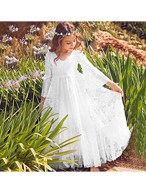 Sittingley Fancy Long Sleeves Girls First Communion Dresses 1-12 Year Old