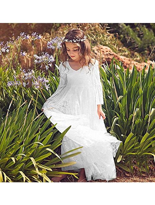 Sittingley Fancy Long Sleeves Girls First Communion Dresses 1-12 Year Old