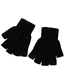 X&F Boys' and Girls' Solid Knitted Half Finger Mittens Typing Gloves, Small