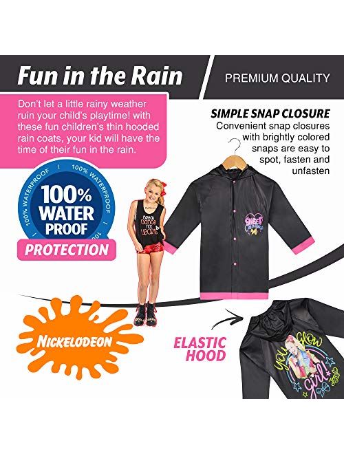 Nickelodeon Little Girls` JoJo Siwa Waterproof Rain Slicker, Size Small 2/3 Medium 4/5 and Large 6/7