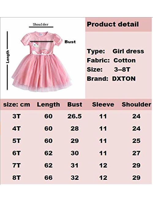 DXTON Toddler Girls Summer Dresses Short Sleeve Tutu Dress for 2-8 Years Girls