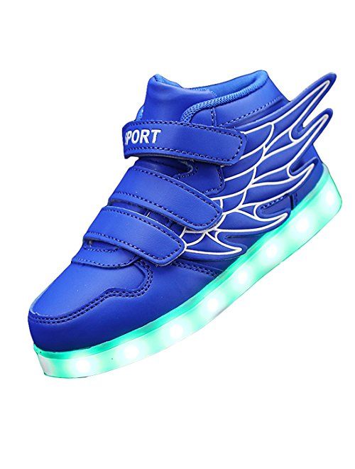 Gaorui Kid boy Girl LED Light up Sneaker Athletic Wings Shoe High Student Dance Boot USB Charge