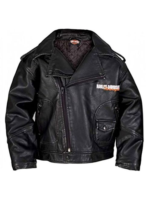 Harley Davidson HARLEY-DAVIDSON Baby Boys' Upwing Eagle Biker Pleather Jacket Black 0366074