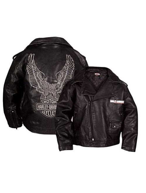 Harley Davidson HARLEY-DAVIDSON Baby Boys' Upwing Eagle Biker Pleather Jacket Black 0366074