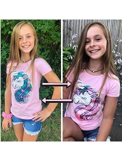 HH Family Flip Sequin Unicorn Shirt Tee for Girls 3-12 Years