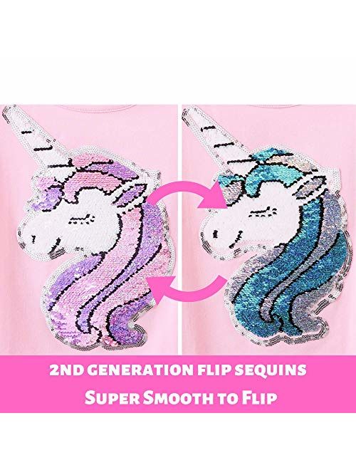 HH Family Flip Sequin Unicorn Shirt Tee for Girls 3-12 Years