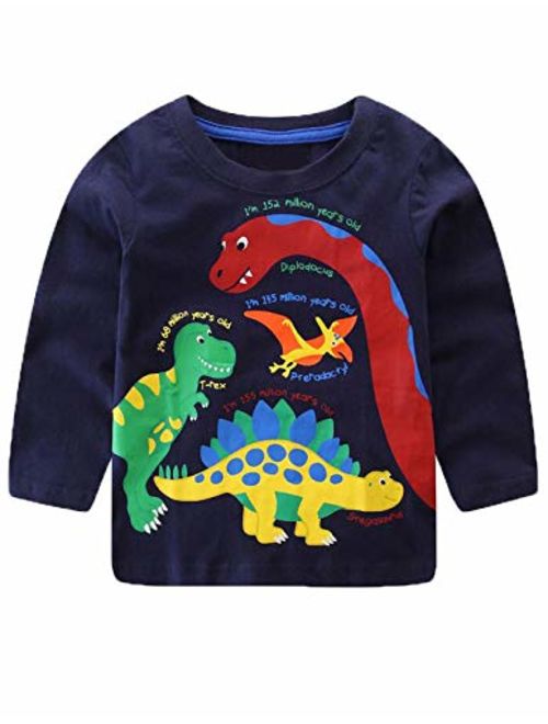 Mengmeng Cartoon Crocodiles Elephants Tee 100% Cotton Baby Boy Long Sleeve T-Shirt
