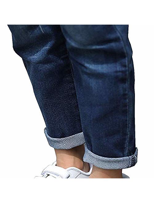 Digirlsor Kids Girls Distressed Bib Pants Overalls Blue Ripped Denim Romper Jumpsuit Long Jeans,3-14 Years