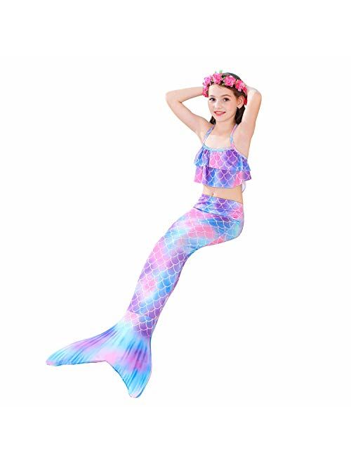 Kokowaii Fancy Girl's Mermaid Tail Swimsuit Bathingsuit Sea-Maid Bikini