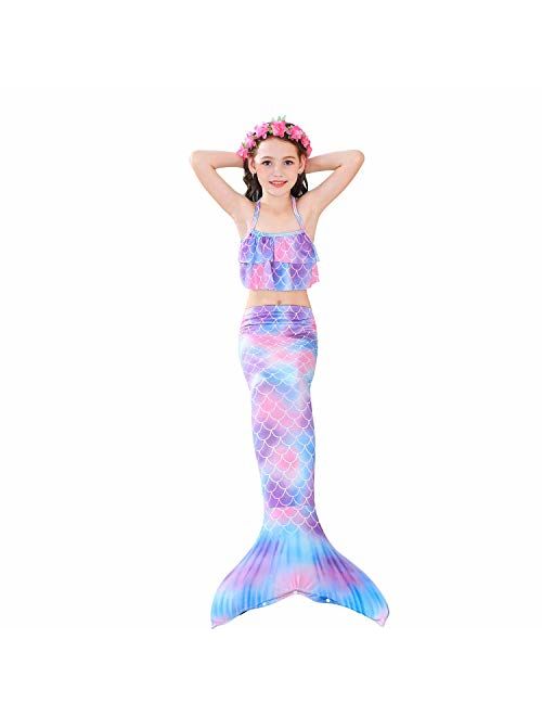 Kokowaii Fancy Girl's Mermaid Tail Swimsuit Bathingsuit Sea-Maid Bikini