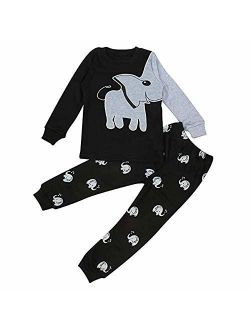 EULLA Tecrok Toddler Boys Elephant Pajama Set 2-Piece Little Kids Cartoon Cotton Sleepwear