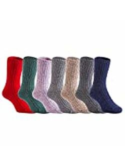 Lian LifeStyle Children's 6 Pairs Wool Crew Socks Size (6M-8Y) LLS Random Color