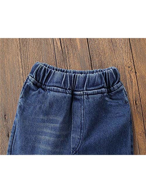 Danmeifu Kids Little Girls Tassel Bell Bottom Flare Pants Denim Jeans Trousers