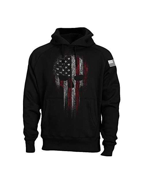 Fantastic Tees USA American Flag Skull Military Patriotic Sweatshirt Hoodie