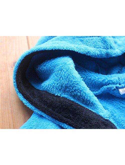 FEETOO [Embroidered Name Blue Children's Bath Robe Coral Cashmere Warm Boy's Nightgown
