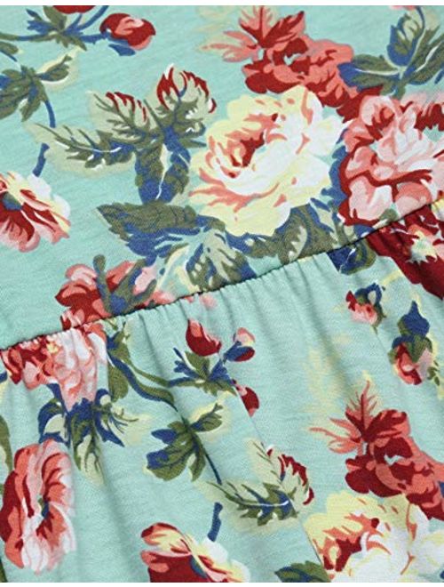 Arshiner Little Girls Long Sleeve A-Line Boho Dress Floral Print Midi Skater Dress