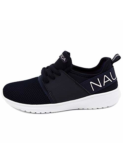 Nautica Kids Boys Lace Up Sneaker Comfortable Running Shoes -Kappil Youth-Navy White-1