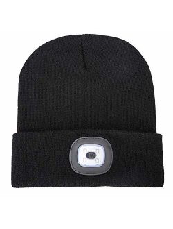 AONAN USB Rechargeable LED Beanie Cap, Ultra Bright Lighting and Flashing Alarm