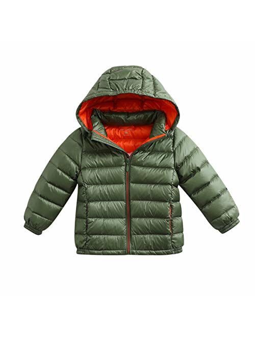 marc janie Girls Boys' Light Weight Down Jacket Packable Removable Hooded Down Puffer Coat, 36+ Colors