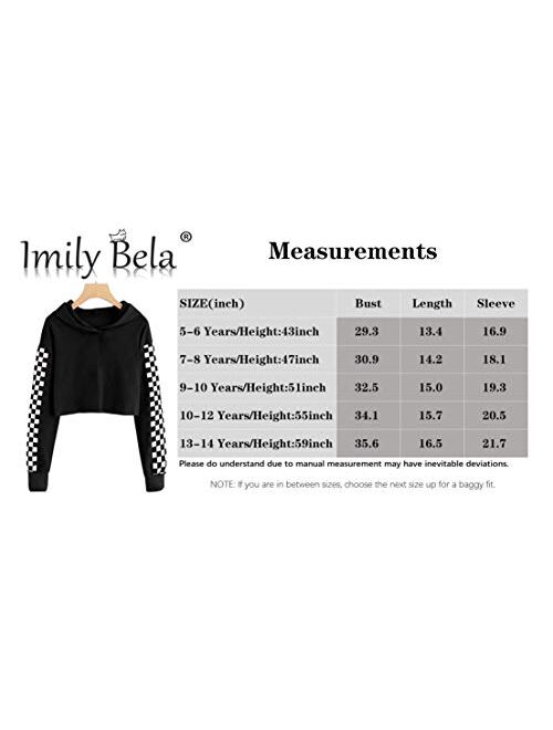 Imily Bela Kids Crop Tops Girls Hoodies Cute Plaid Long Sleeve Fashion Sweatshirts