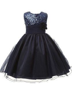 M2C Girls Sequined Flower Bridesmaid Ball Gown Party Dress