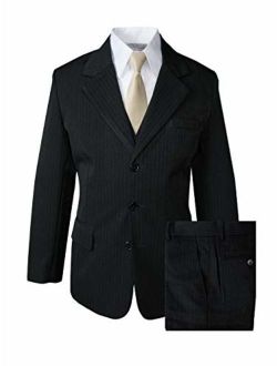 Big Boys' Pinstripe Suit Set Black