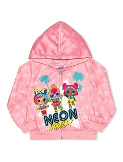 L.O.L. Surprise! Girls Lil Cheeky Babe and Lil D.J Zip Up Hoodie for Little and Big Kids Pink/Blue