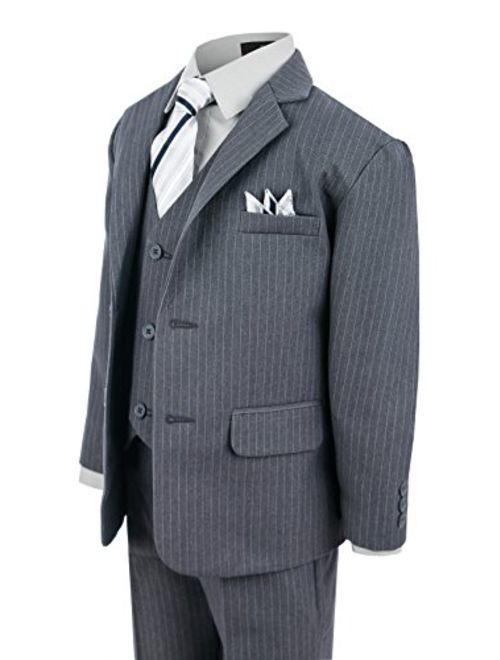 Gino Giovanni Boy's Formal 2 Buttons Pinstripe Dresswear Suit Set