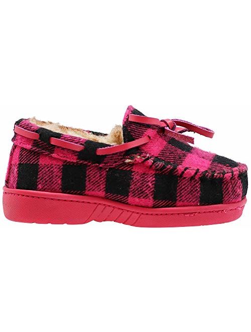Runs 1 Size Small NORTY Toddler Little Kid Big Kid Fleece Buffalo Plaid Moccasin Slippers 