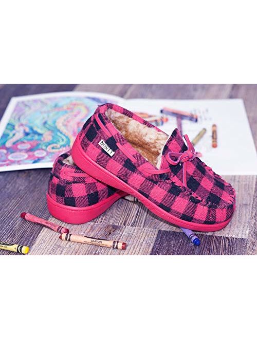 Runs 2 Sizes Small NORTY Toddler Little Kid Big Kid Fleece Buffalo Plaid Moccasin Slippers 